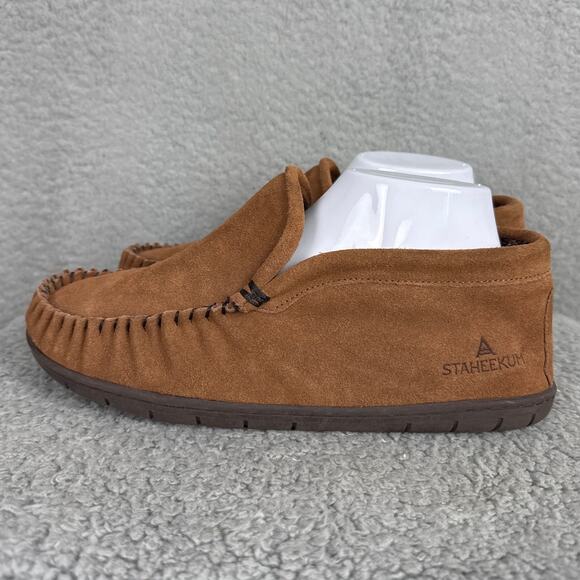 Staheekum Men's Moccasin Slippers Suede Upper Flannel Lining size 8 NWOB - Picture 5 of 8